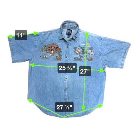 Quizz New York Womens Denim Shirt Embroidered Animal Noahs Ark Church Size 20 - Picture 5 of 6